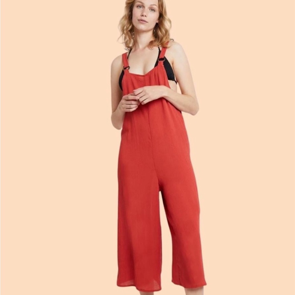 Topshop flowy red orange jumpsuit